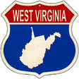 West Virginia Silhouette Novelty Metal Highway Shield Sign 12" (HS)