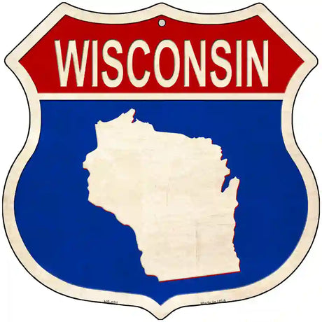 Wisconsin Silhouette Novelty Metal Highway Shield Sign 12" (HS)