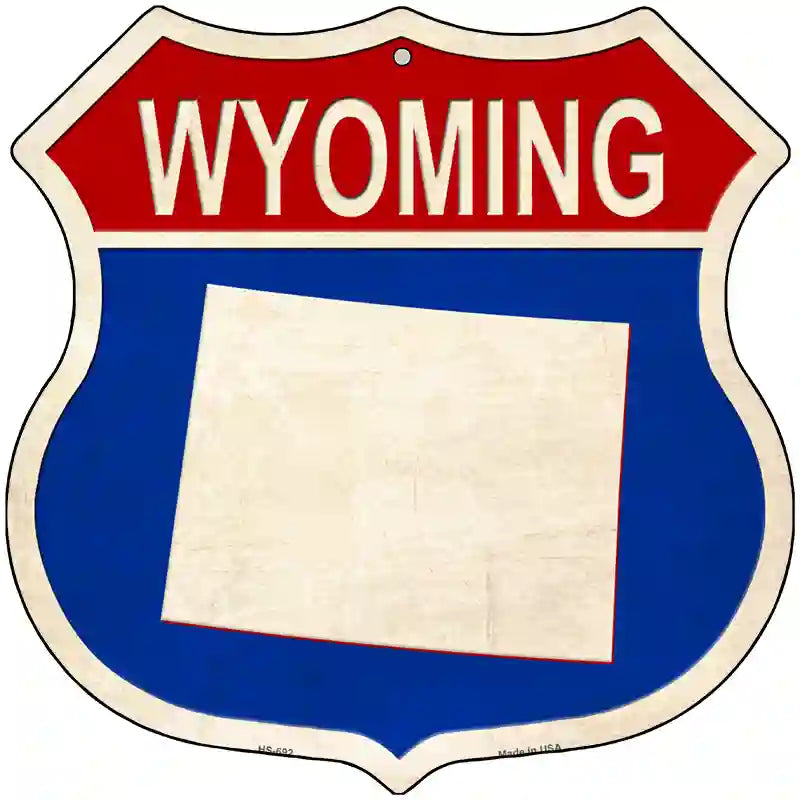 Wyoming Silhouette Novelty Metal Highway Shield Sign 12" (HS)