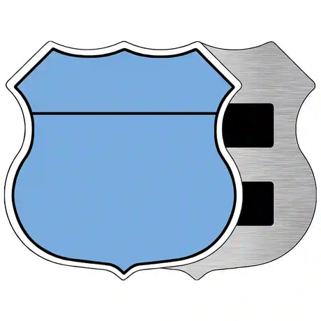 Light Blue|Black Plain Highway Shield Metal Sign 5" (HSM)