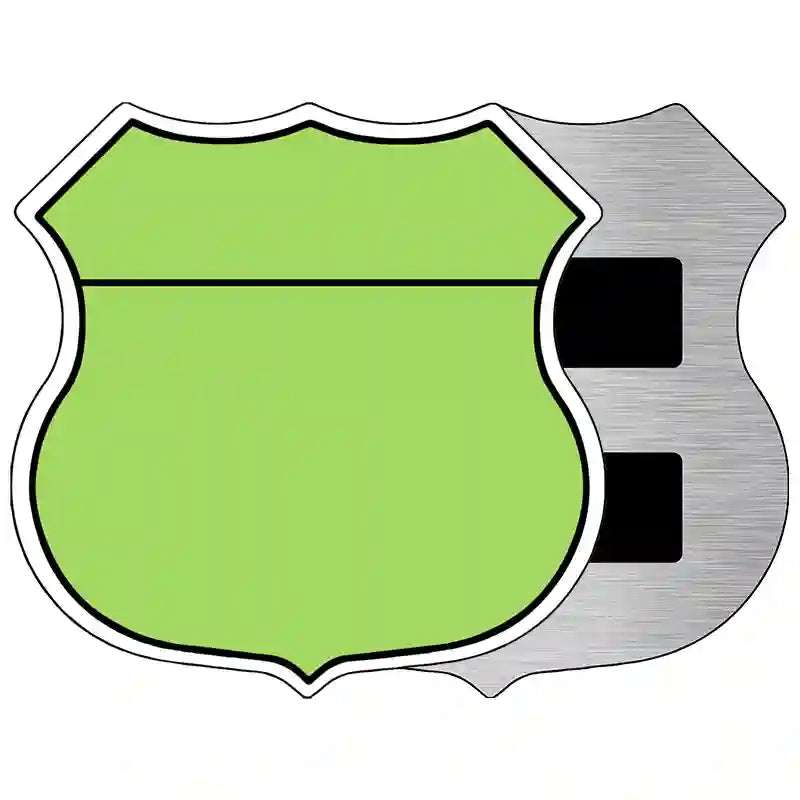 Lime Green|Black Plain Highway Shield Metal Sign 5" (HSM)