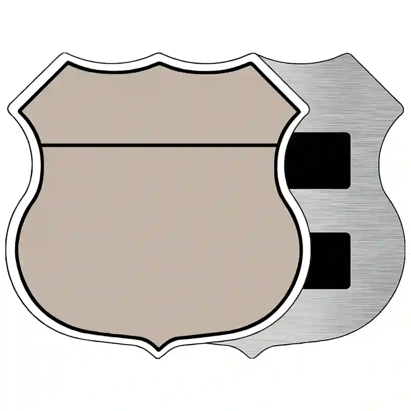 Tan Black Plain Highway Shield Metal Sign 5" (HSM)