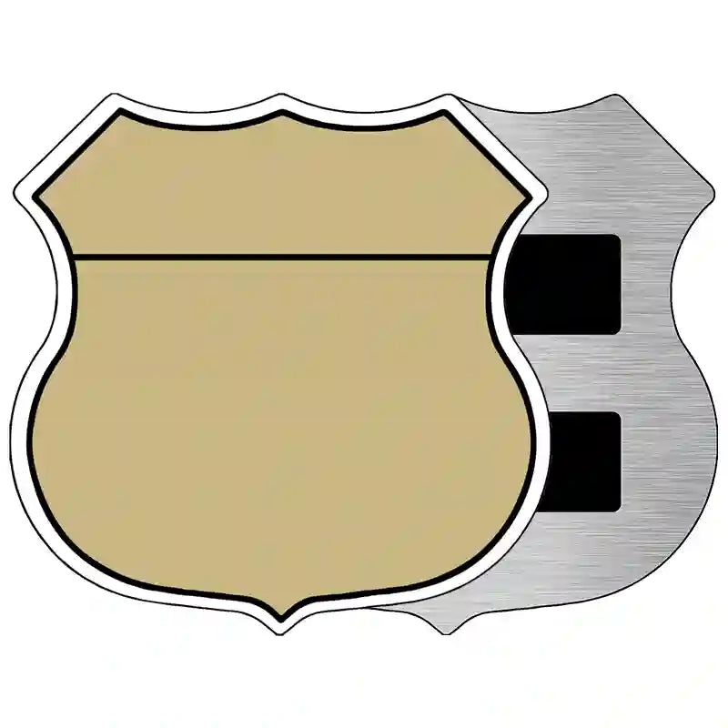 Gold Black Plain Highway Shield Metal Sign 5" (HSM)