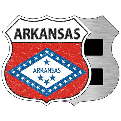 Arkansas State Flag Highway Shield Metal Sign 5" (HSM)