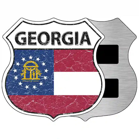 Georgia State Flag Highway Shield Metal Sign 5" (HSM)