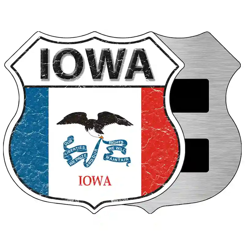 Iowa State Flag Highway Shield Metal Sign 5" (HSM)