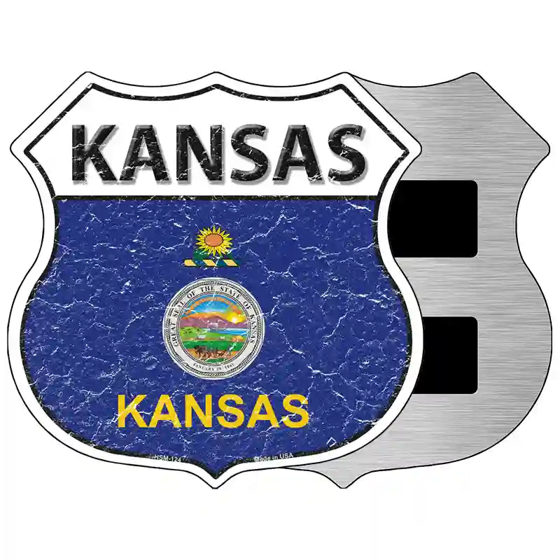 Kansas State Flag Highway Shield Metal Sign 5" (HSM)