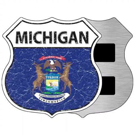 Michigan State Flag Highway Shield Metal Sign 5" (HSM)