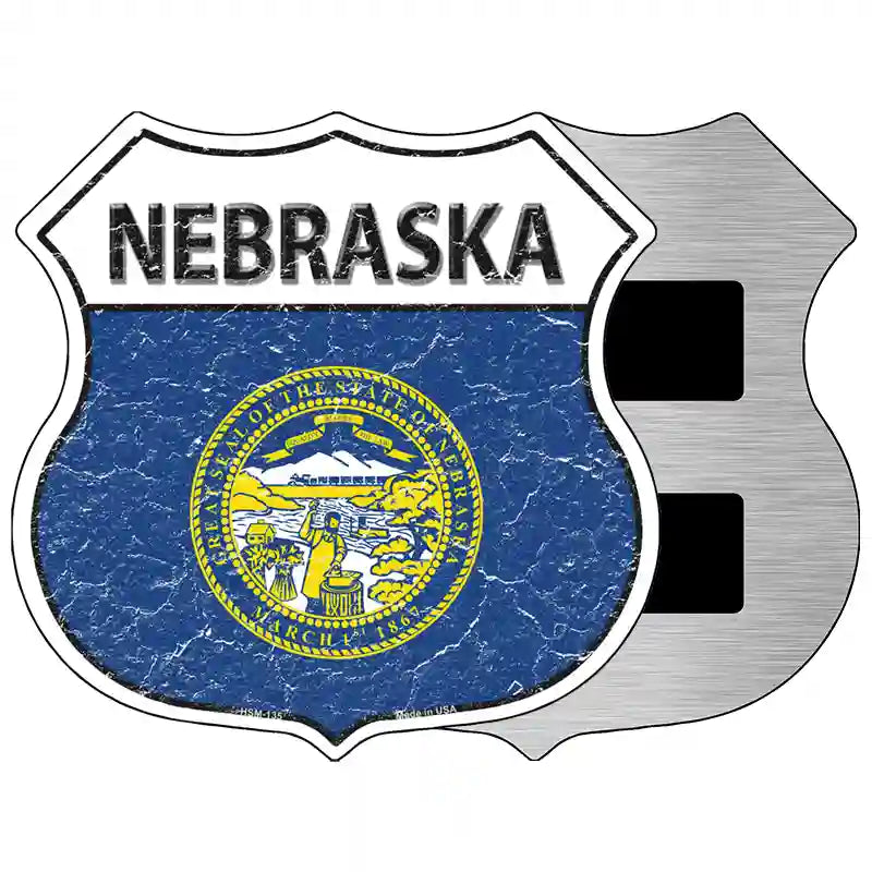 Nebraska State Flag Highway Shield Metal Sign 5" (HSM)