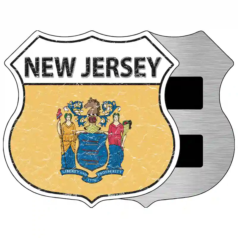 New Jersey State Flag Highway Shield Metal Sign 5" (HSM)