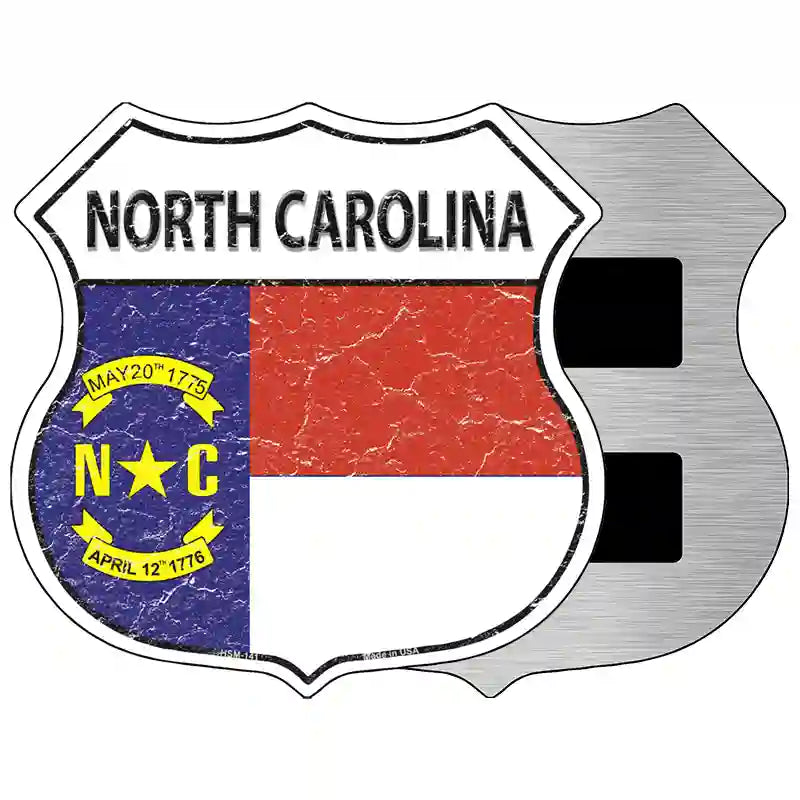 North Carolina State Flag Highway Shield Metal Sign 5" (HSM)