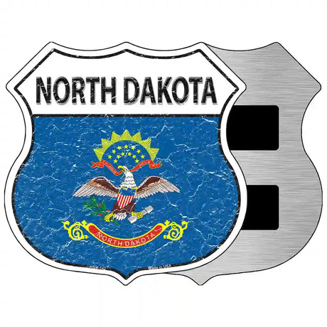 North Dakota State Flag Highway Shield Metal Sign 5" (HSM)