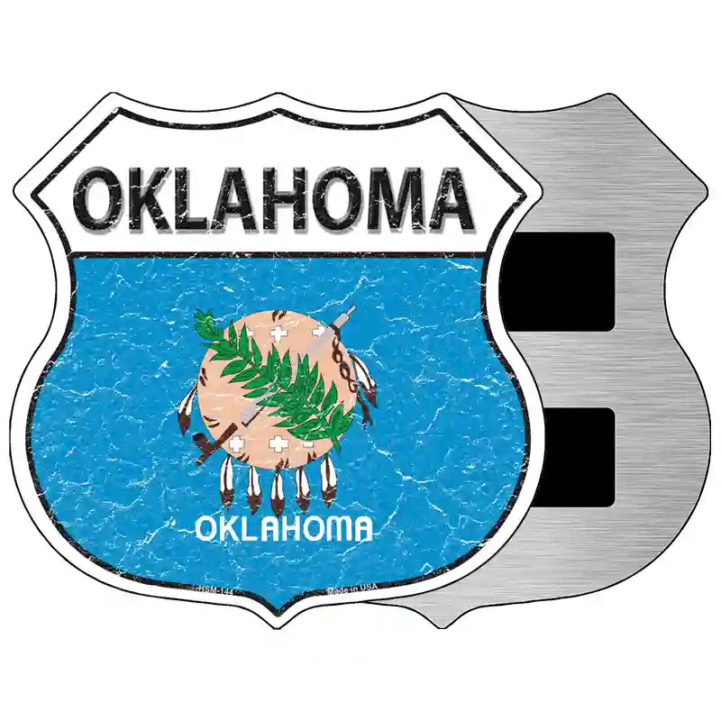 Oklahoma State Flag Highway Shield Metal Sign 5" (HSM)