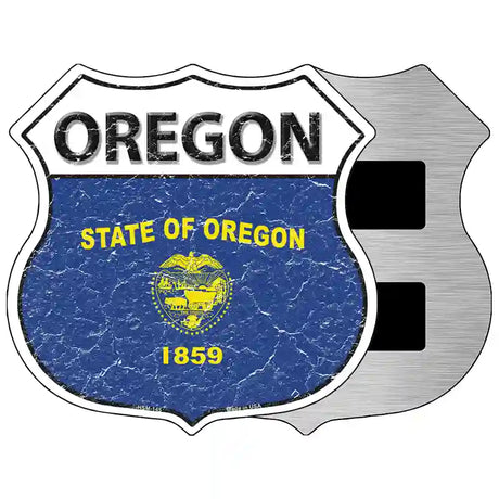 Oregon State Flag Highway Shield Metal Sign 5" (HSM)