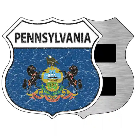 Pennsylvania State Flag Highway Shield Metal Sign 5" (HSM)