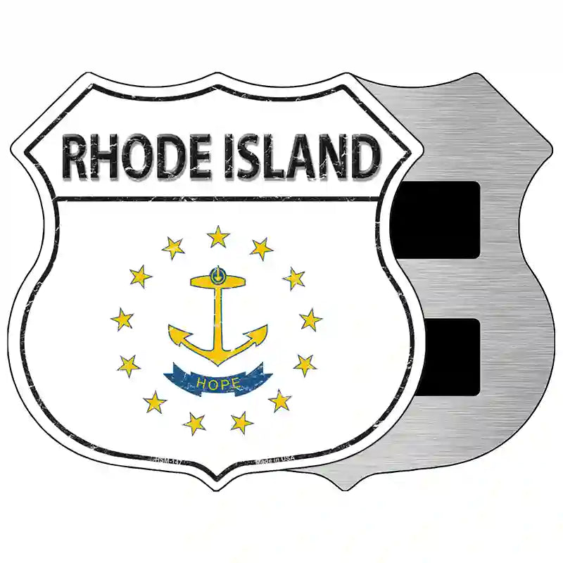 Rhode Island State Flag Highway Shield Metal Sign 5" (HSM)