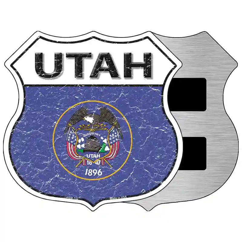 Utah State Flag Highway Shield Metal Sign 5" (HSM)