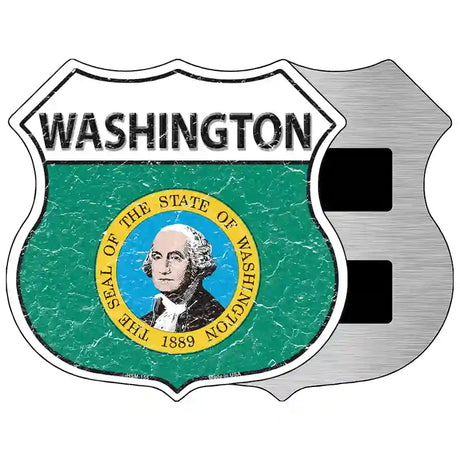 Washington State Flag Highway Shield Metal Sign 5" (HSM)