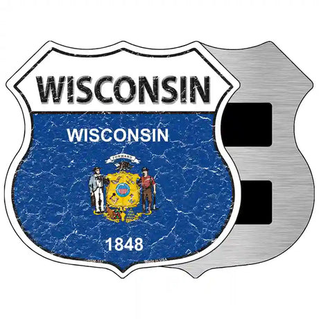 Wisconsin State Flag Highway Shield Metal Sign 5" (HSM)