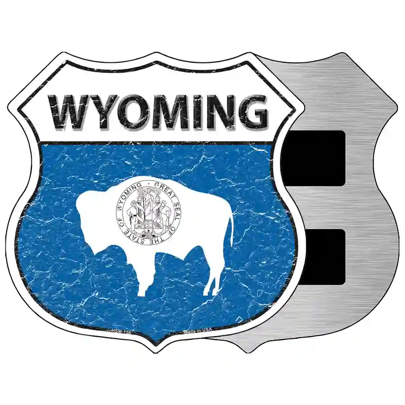 Wyoming State Flag Highway Shield Metal Sign 5" (HSM)