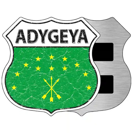 Adygeya Flag Highway Shield Metal Sign 5" (HSM)