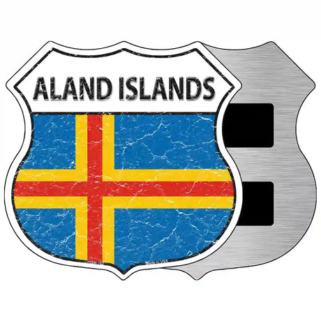 Aland Islands Flag Highway Shield Metal Sign 5" (HSM)