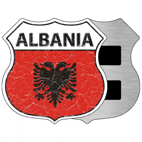 Albania Flag Highway Shield Metal Sign 5" (HSM)