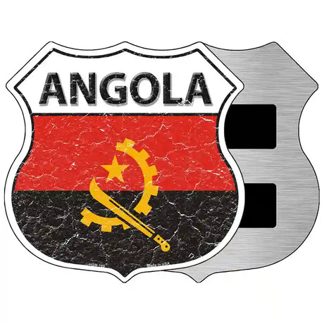 Angola Flag Highway Shield Metal Sign 5" (HSM)