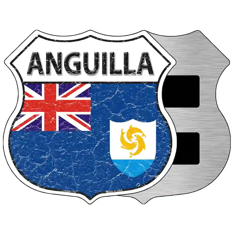 Anguilla Flag Highway Shield Metal Sign 5" (HSM)