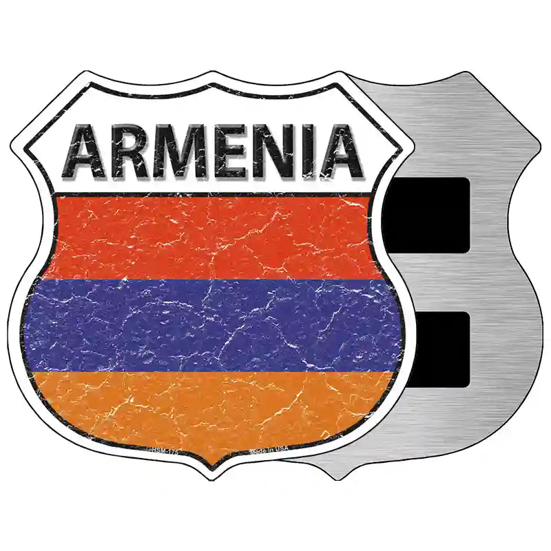 Armenia Flag Highway Shield Metal Sign 5" (HSM)