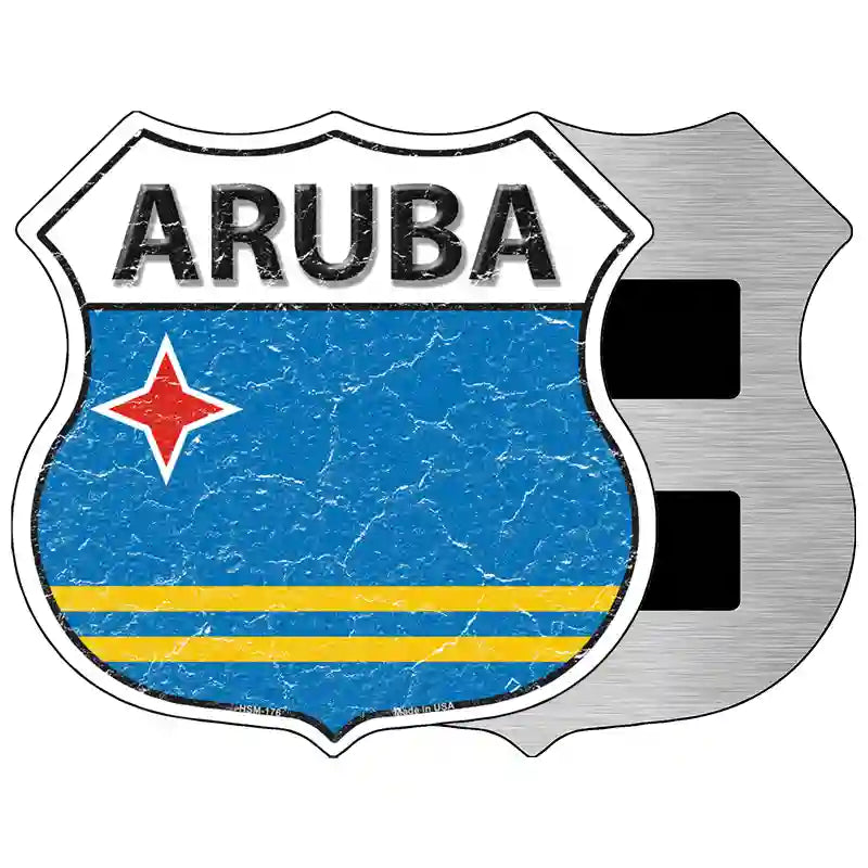 Aruba Flag Highway Shield Metal Sign 5" (HSM)