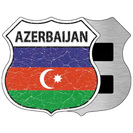 Azerbaijan Flag Highway Shield Metal Sign 5" (HSM)