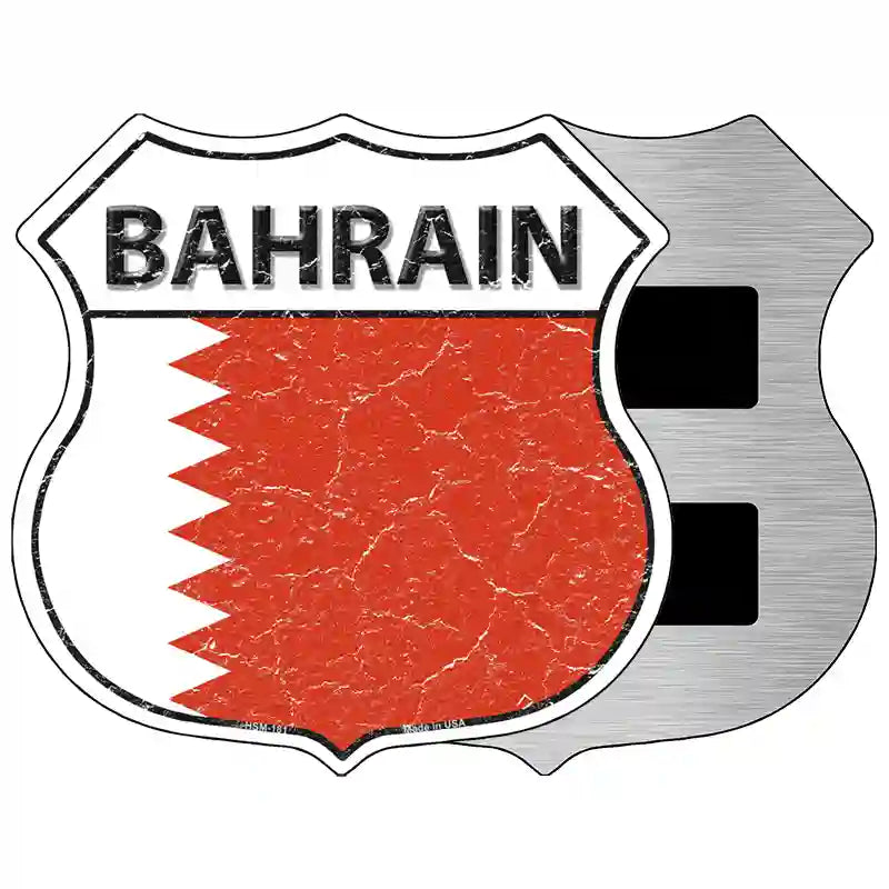 Bahrain Flag Highway Shield Metal Sign 5" (HSM)