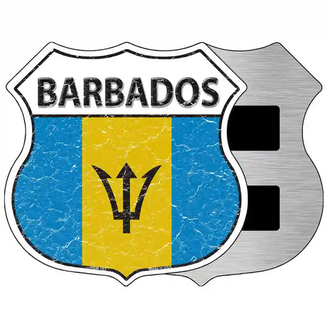 Barbados Flag Highway Shield Metal Sign 5" (HSM)