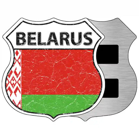 Belarus Flag Highway Shield Metal Sign 5" (HSM)