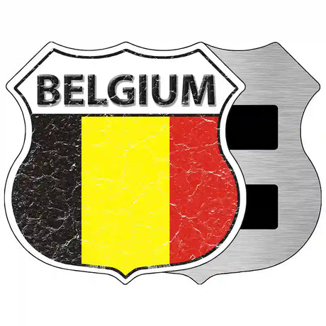 Belgium Flag Highway Shield Metal Sign 5" (HSM)