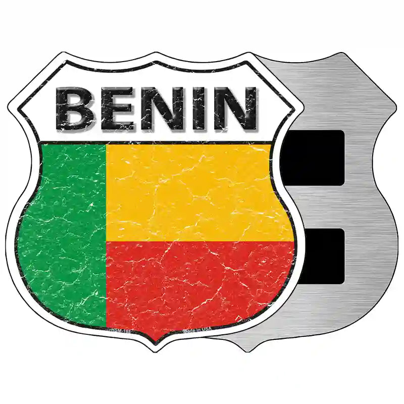 Benin Flag Highway Shield Metal Sign 5" (HSM)