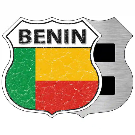 Benin Flag Highway Shield Metal Sign 5" (HSM)