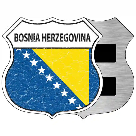 Bosnia Herzegovina Flag Highway Shield Metal Sign 5" (HSM)