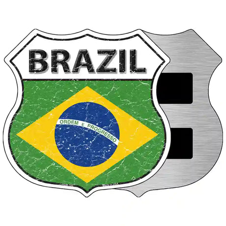 Brazil Flag Highway Shield Metal Sign 5" (HSM)