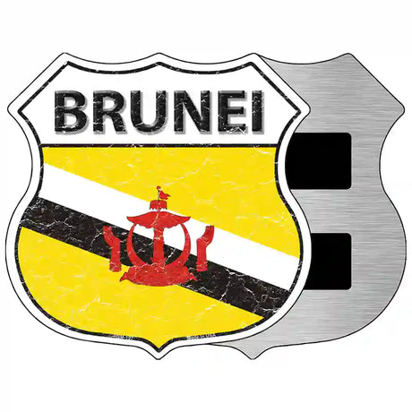 Brunei Flag Highway Shield Metal Sign 5" (HSM)