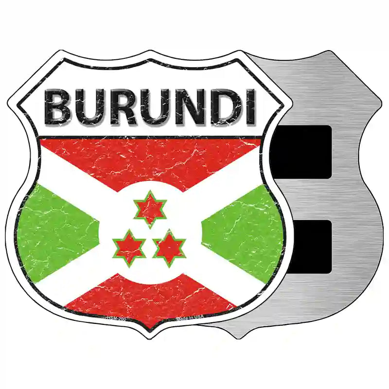 Burundi Flag Highway Shield Metal Sign 5" (HSM)