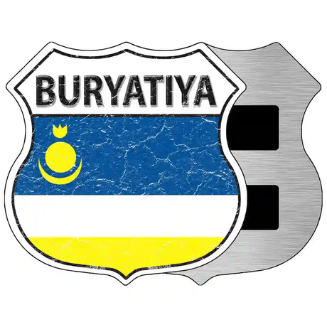 Buryatiya Flag Highway Shield Metal Sign 5" (HSM)