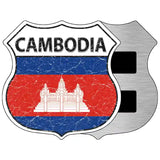 Cambodia Flag Highway Shield Metal Sign 5" (HSM)