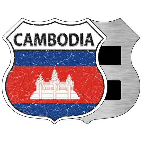 Cambodia Flag Highway Shield Metal Sign 5" (HSM)