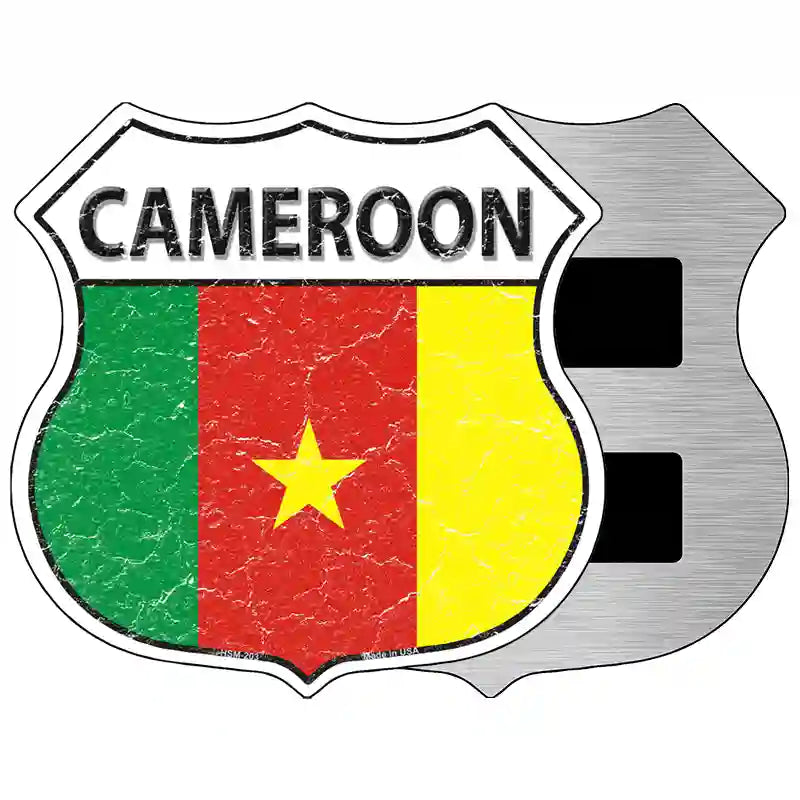 Cameroon Flag Highway Shield Metal Sign 5" (HSM)