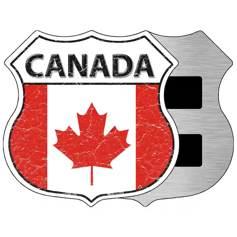 Canada Flag Highway Shield Metal Sign 5" (HSM)