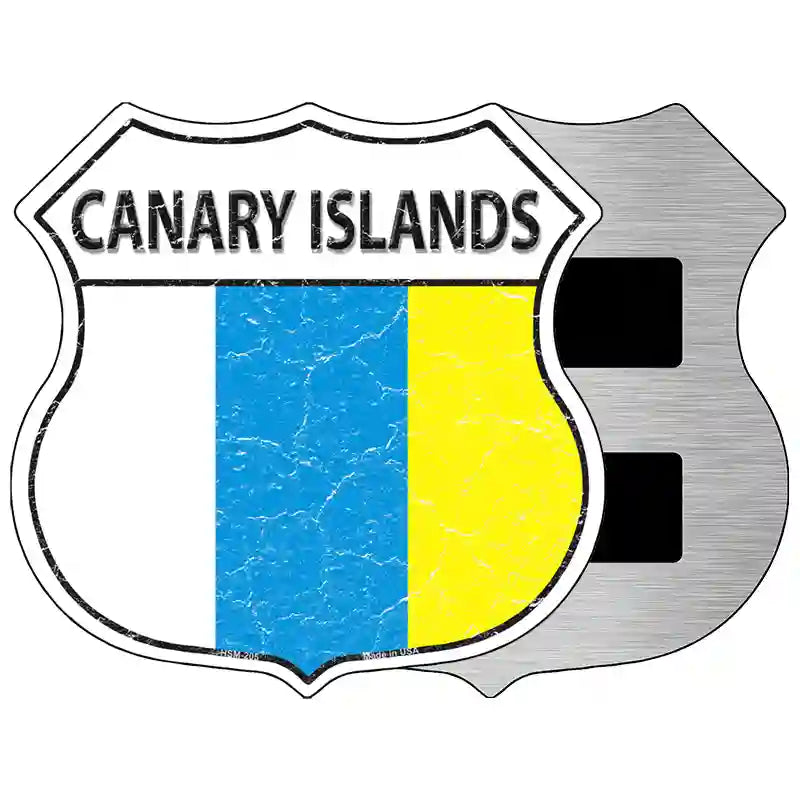 Canary Islands Flag Highway Shield Metal Sign 5" (HSM)