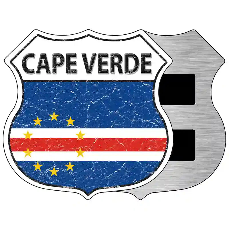 Cape Verde Flag Highway Shield Metal Sign 5" (HSM)