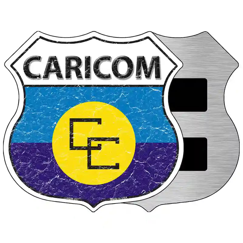 Caricom Flag Highway Shield Metal Sign 5" (HSM)